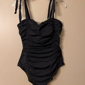 NWT Tempt Me Elegant Black Ruched One Piece Swimsuit